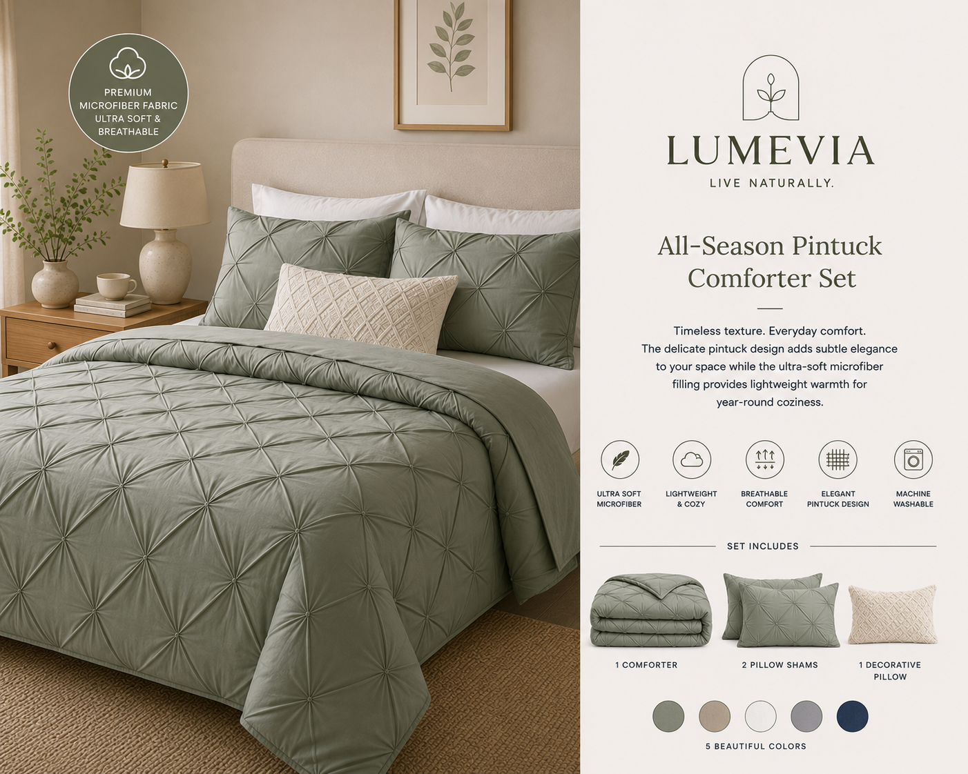 Lumevia® All-Season Pintuck Comforter Set