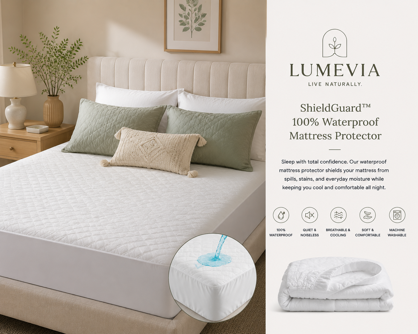 Lumevia® ShieldGuard™ Waterproof Mattress Protector