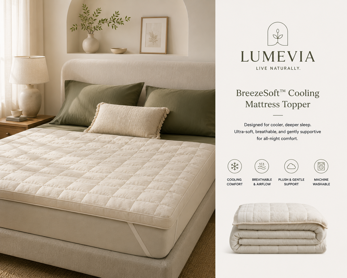 Lumevia® Cooling Bamboo Mattress Topper